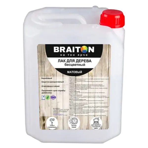 Лак для дерева МАТОВЫЙ бесцветный Braiton Paint акриловый ВД